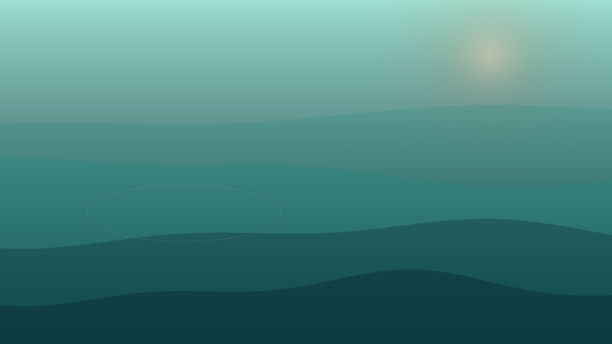 Warm-toned illustration of ocean depth bands with a sunset glow